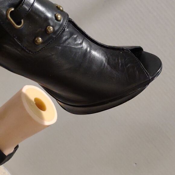 👍 Vintage  B Makowsky Black Studded Platform Heels Size 10 Dominatrix Dance  A8 - Picture 5 of 7